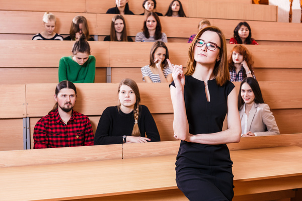 University lecturers and students in class Stock Photo