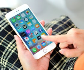 Use Social Media Apps on iPhone Stock Photo 01