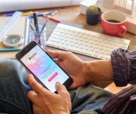 Use Social Media Apps on iPhone Stock Photo 05