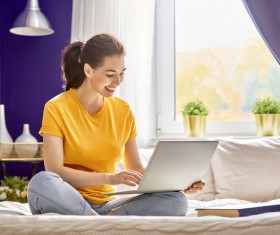 Use tablet computer woman Stock Photo 01