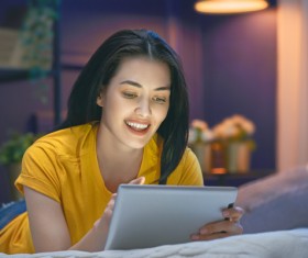 Use tablet computer woman Stock Photo 02