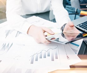 Use tablet to do business data analysis Stock Photo 02