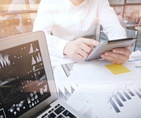 Use tablet to do business data analysis Stock Photo 03