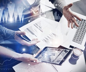 Use tablet to do business data analysis Stock Photo 07