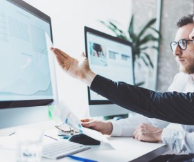 Using computer data analysis Stock Photo 01