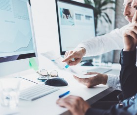 Using computer data analysis Stock Photo 02