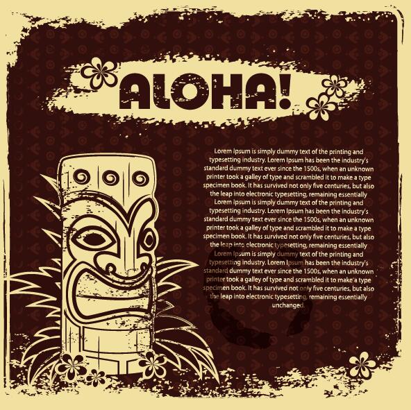 Vintage Aloha poster design vector 01