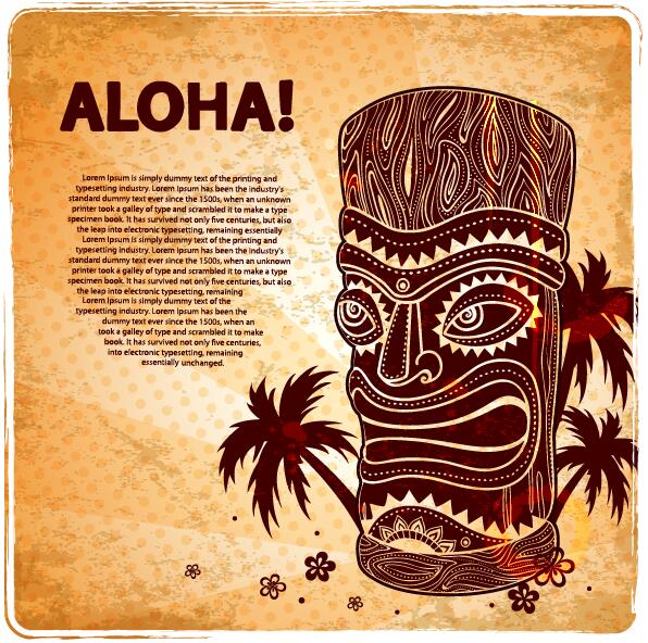 Vintage Aloha poster design vector 03