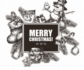 Vintage christmas card hand drawing vector 01