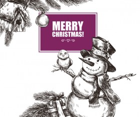 Vintage christmas card hand drawing vector 03