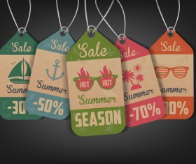 Vintage summer tags vectors set 01
