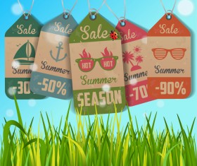Vintage summer tags vectors set 02