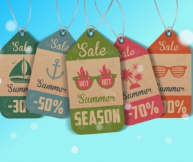 Vintage summer tags vectors set 03
