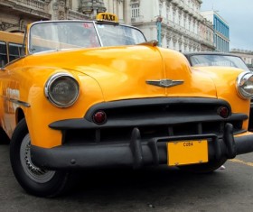 Vintage yellow Taxi Stock Photo 01