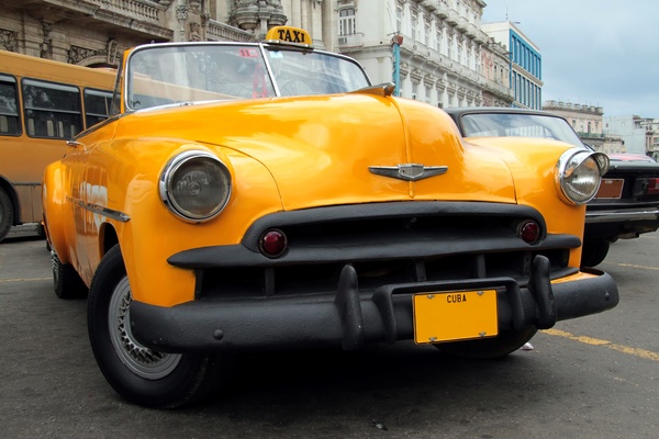 Vintage yellow Taxi Stock Photo 01