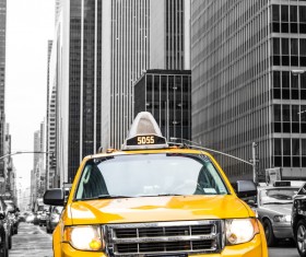 Vintage yellow Taxi Stock Photo 02