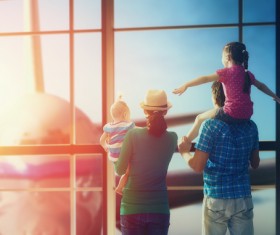 Waiting for the family to travel in the departure lounge Stock Photo