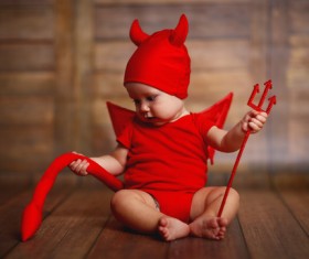 Wearing Halloween costume child Stock Photo 01