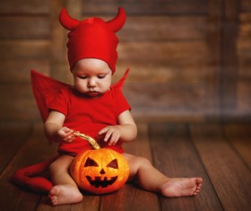 Wearing Halloween costume child Stock Photo 02