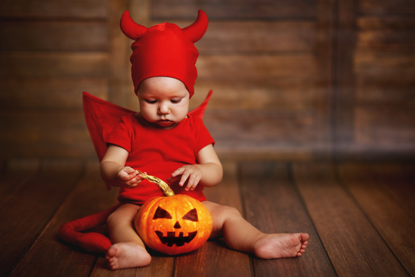Wearing Halloween costume child Stock Photo 02