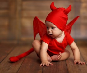 Wearing Halloween costume child Stock Photo 03