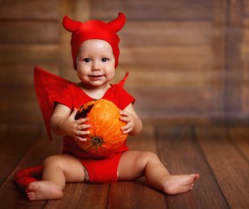 Wearing Halloween costume child Stock Photo 04