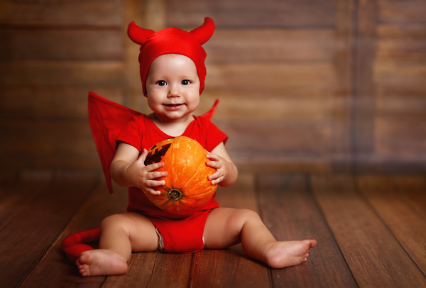 Wearing Halloween costume child Stock Photo 04