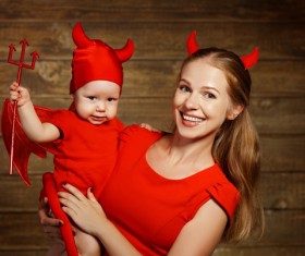Wearing Halloween costume mother and child Stock Photo 10