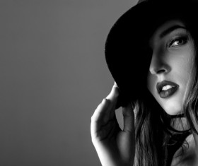 Wearing broadbrim woman Stock Photo