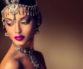 Wearing traditional dress beautiful Indian woman Stock Photo 02