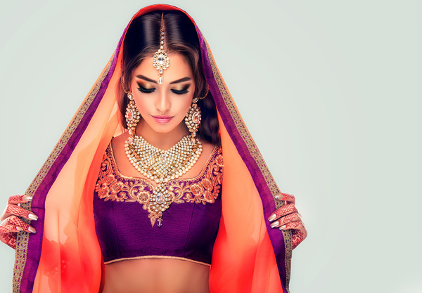 مجلة أحدث عروض الازياء الهندية ومجموعة صور اكثر من رائعة - صفحة 3 Wearing-traditional-dress-beautiful-Indian-woman-Stock-Photo-05