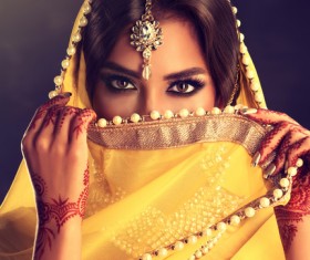 Wearing traditional dress beautiful Indian woman Stock Photo 11