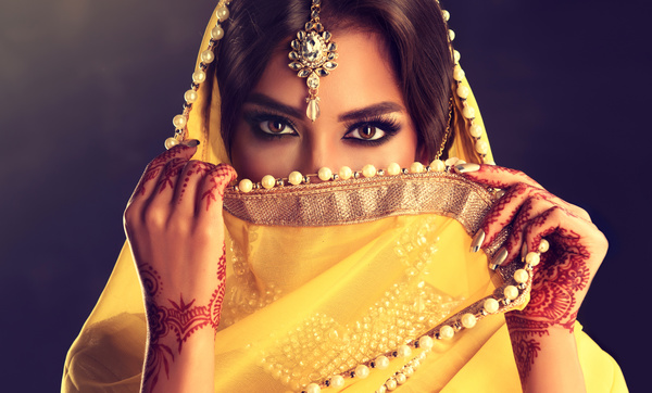 Wearing traditional dress beautiful Indian woman Stock Photo 11
