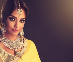 Wearing traditional dress beautiful Indian woman Stock Photo 12