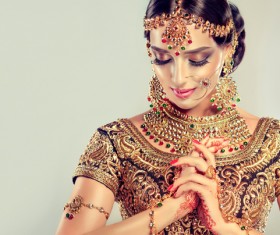 Wearing traditional dress beautiful Indian woman Stock Photo 14