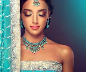 Wearing traditional dress beautiful Indian woman Stock Photo 16