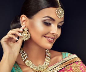 Wearing traditional dress beautiful Indian woman Stock Photo 24