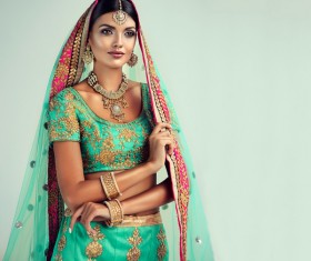 Wearing traditional dress beautiful Indian woman Stock Photo 25