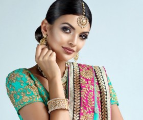 Wearing traditional dress beautiful Indian woman Stock Photo 27