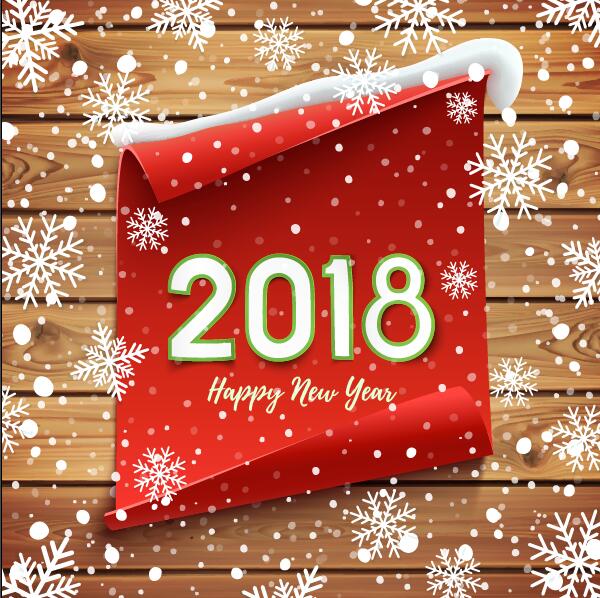 White snowflake with 2018 new year background vector