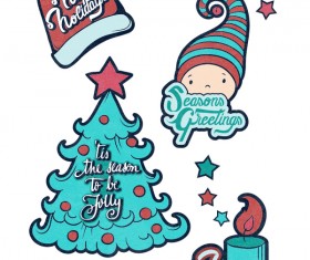 Winter christmas elements sticker vector
