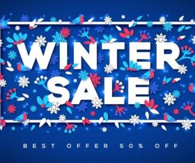 Winter sale blue styles vector background