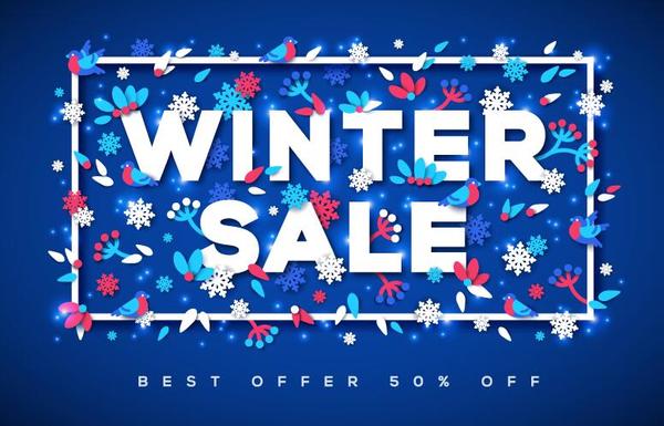 Winter sale blue styles vector background