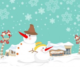Winter snowman with christmas background vector