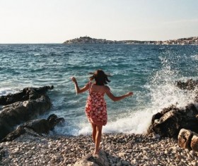 Woman on the beach Stock Photo