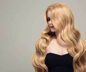 Woman with long curly beautiful hair Stock Photo 01