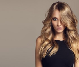 Woman with long curly beautiful hair Stock Photo 02