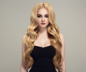 Woman with long curly beautiful hair Stock Photo 03