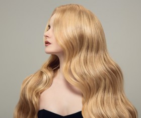 Woman with long curly beautiful hair Stock Photo 04