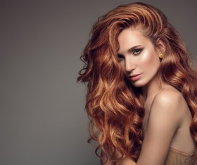 Woman with long curly beautiful hair Stock Photo 05